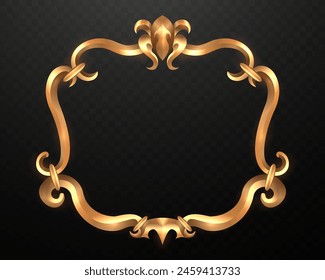 Fantasy Style Gold Decor Vintage Frame on Black Background