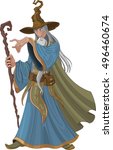 Fantasy style wizard with staff