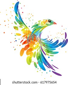 Fantasy stylized colorful bird