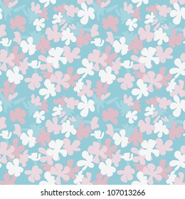 Fantasy stylized flowers vector seamless pattern. Made in fresh pastel tones.