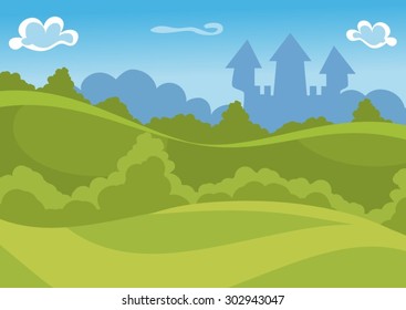 Fantasy summer vector background with castle