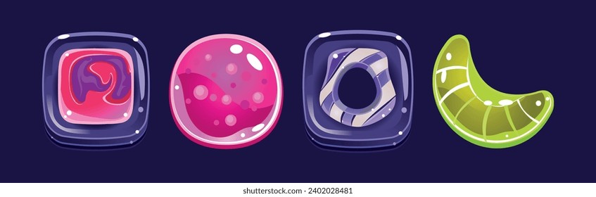 Dulce de fantasía y papel para el conjunto de vectores de diseño de juegos