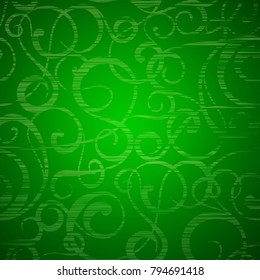 Fantasy swirl background with light various swirls over fantasy green background. Vector illustration.