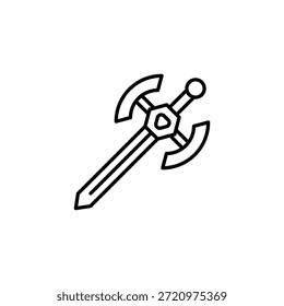 Fantasy Sword With Axe Blades Creative Outlines Concept
