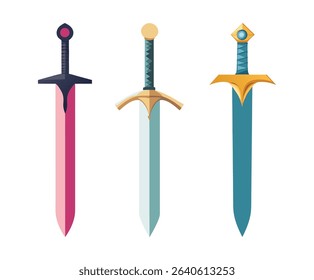 Fantasy Sword Collection Pixel Art Designs for Game Assets Illustrations
