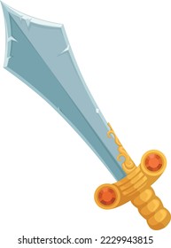 Fantasy sword icon. Cartoon sharp blade weapon