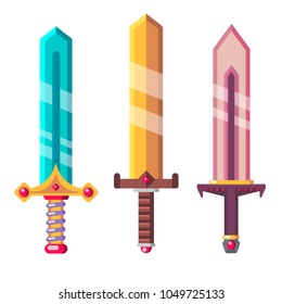 Fantasy swords. Flat design illustration