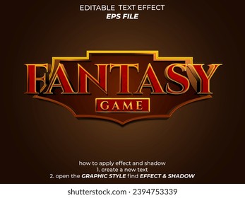 efecto texto de fantasía, letra editable, tipografía, texto 3d para juegos rpg de fantasía medieval. plantilla de vector