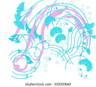 Fantasy textures background, marine colored lines