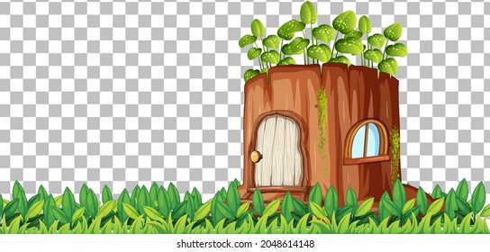 Fantasía casa maderera en una ilustración de fondo transparente