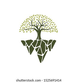 Fantasy tree illustration logo design vector template