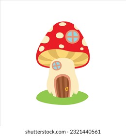 Fantasy Tree Mushroom Fairy House Illustration Vector