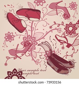 fantasy tree with trendy shoes and flowers