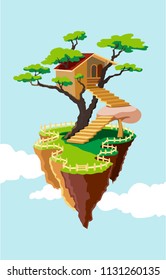Fantasy Treehouse hanging in the sky