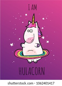 Fantasy Unicorn cute illustration with Magic items - card and shirt design, vector