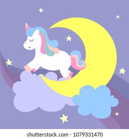 Fantasy unicorn flying to the sky