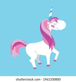 Ilustración de vectores divertidos aislados de Fantasy Unicorn