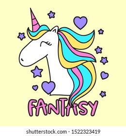 FANTASY UNICORN, SLOGAN PRINT VECTOR