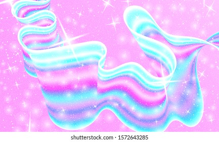 Fantasy universe. Fairy background. Vector illustration. Holographic magic stars. Unicorn pattern. Candy background.