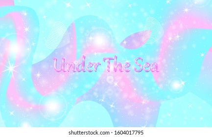 Fantasy universe. Fairy background. Vector illustration. Holographic magic stars. Unicorn pattern. Candy background.