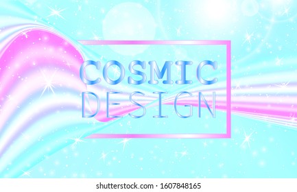 Fantasy universe. Fairy background. Vector illustration. Holographic magic stars. Unicorn pattern. Candy background.