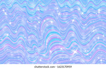 Fantasy universe. Fairy background. Vector illustration. Holographic magic stars. Unicorn pattern. Candy background.