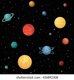 Fantasy universe planets and stars endless pattern