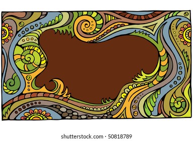 Fantasy vector fairy-tale floral colorful postcard