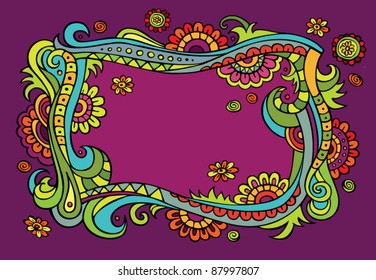 Fantasy vector fairy-tale floral colorful frame