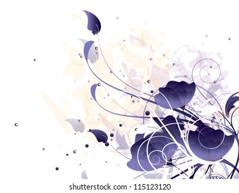 Fantasy vector floral abstract background with ornamental elements,swirls and flowers
