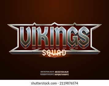 Fantasy vikings squad silbermetales mittelalterliches RPG-Logo-Texteffekt