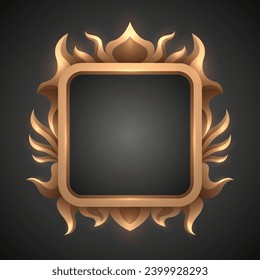 Fantasy Vintage Square Border Gold Frame on Black Background
