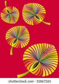 fantasy wallpaper collection of rainbow colored autumn leaves on red