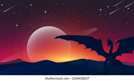 fantasy wallpaper with mythological animal. fantasy walpaper for desktop. fantasy sunset walpaper.