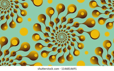 fantasy wallpaper pattern with flowers of drops in honey and blue shades