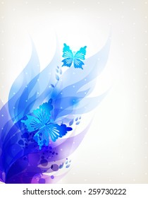 
Fantasy Watercolor vector background with colorful flower and butterflies. Abstract floral elements .
