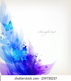 
Fantasy Watercolor vector background with colorful flower and butterflies. Abstract floral elements .

