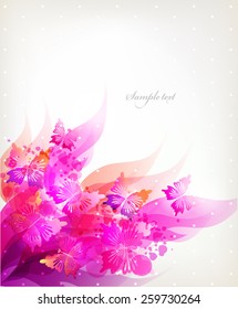 
Fantasy Watercolor vector background with colorful flower and butterflies. Abstract floral elements .
