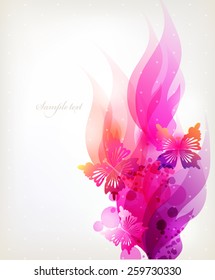 
Fantasy Watercolor vector background with colorful flower and butterflies. Abstract floral elements .
