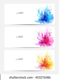 Fantasy Watercolor vector background with colorful flower and blots. Abstract floral elements .Rainbow Colorful Banner Design
