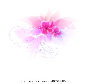 Fantasy Watercolor vector background with colorful flowers. Abstract floral elements .