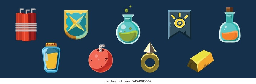 Fantasy-Waffe als Spiel-Asset und Icon-Vektor-Set