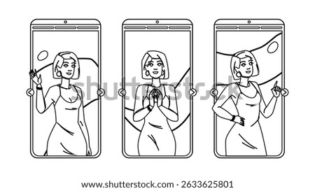 fantasy web stories vector. thriller mystery, romance horror, drama adventure fantasy web stories character. people black line pencil drawing illustration