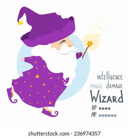 Fantasy wizard holds magic wand, eps8.