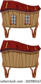 Fantasy wooden hut on white background illustration
