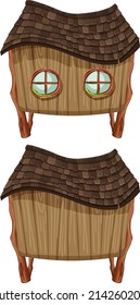 Fantasy wooden hut on white background illustration