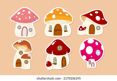 Fantasy World Mushroom House Sticker Set Collection Design