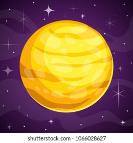 Fantasy Yellow Planet
on Outer Space Background. Vector Illustration for Game Design
