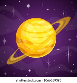 Fantasy Yellow Planet
on Outer Space Background. Vector Illustration for Game Design
