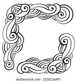 Fantasy zen corners with ornate elements, abstract border for decoration vector illustration